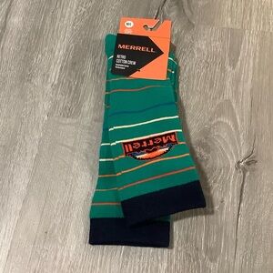 Merrell retro cotton crew socks green & orange